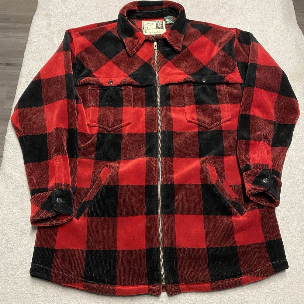 Ralph Lauren Jacket Womens Small Buffalo Check Zip Oversized‎ Chore USA Shacket